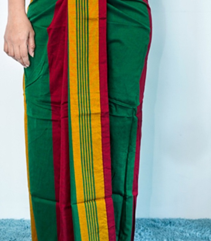 Close detail of colourful handloom lungi